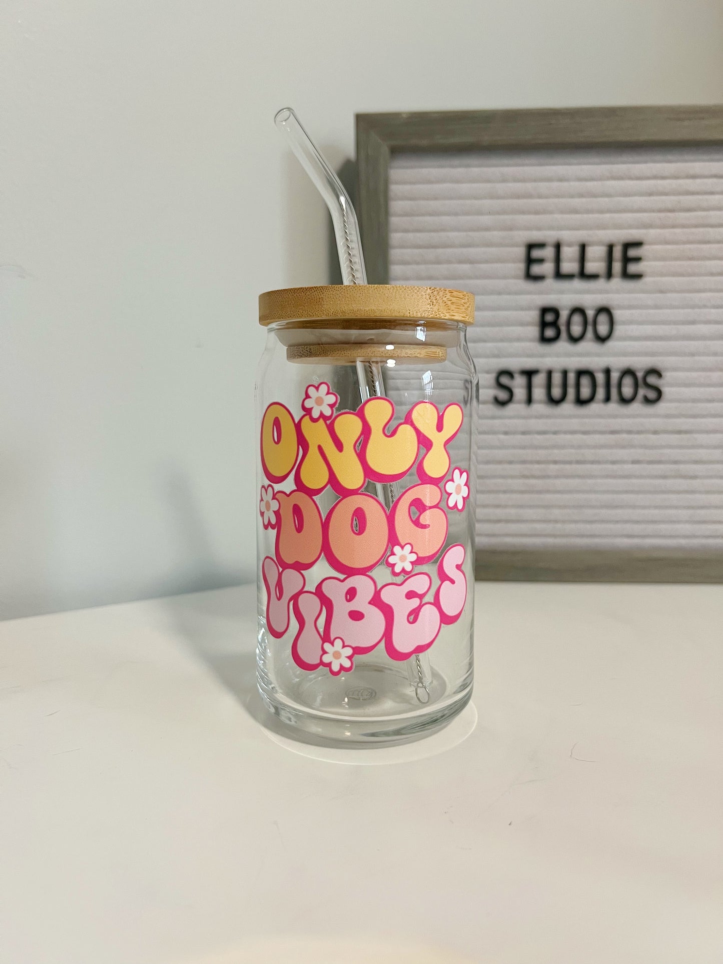 16oz Only Dog Vibes Glass Can Cup