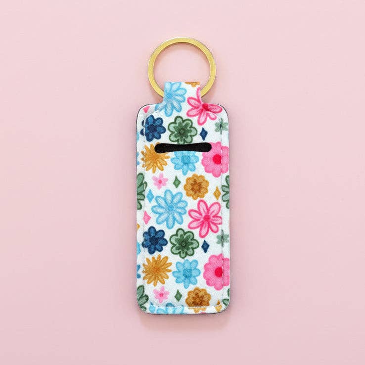 Watercolor Florals Lip Balm Keychain Holder
