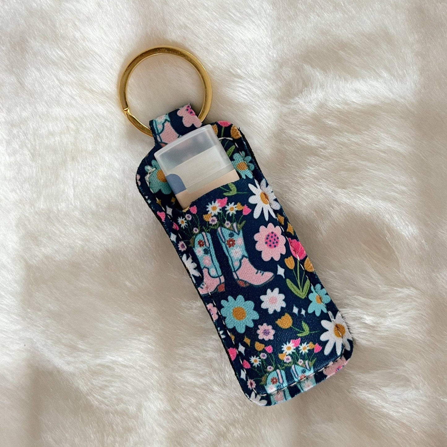 Boots & Bouquets Lip Balm Keychain Holder