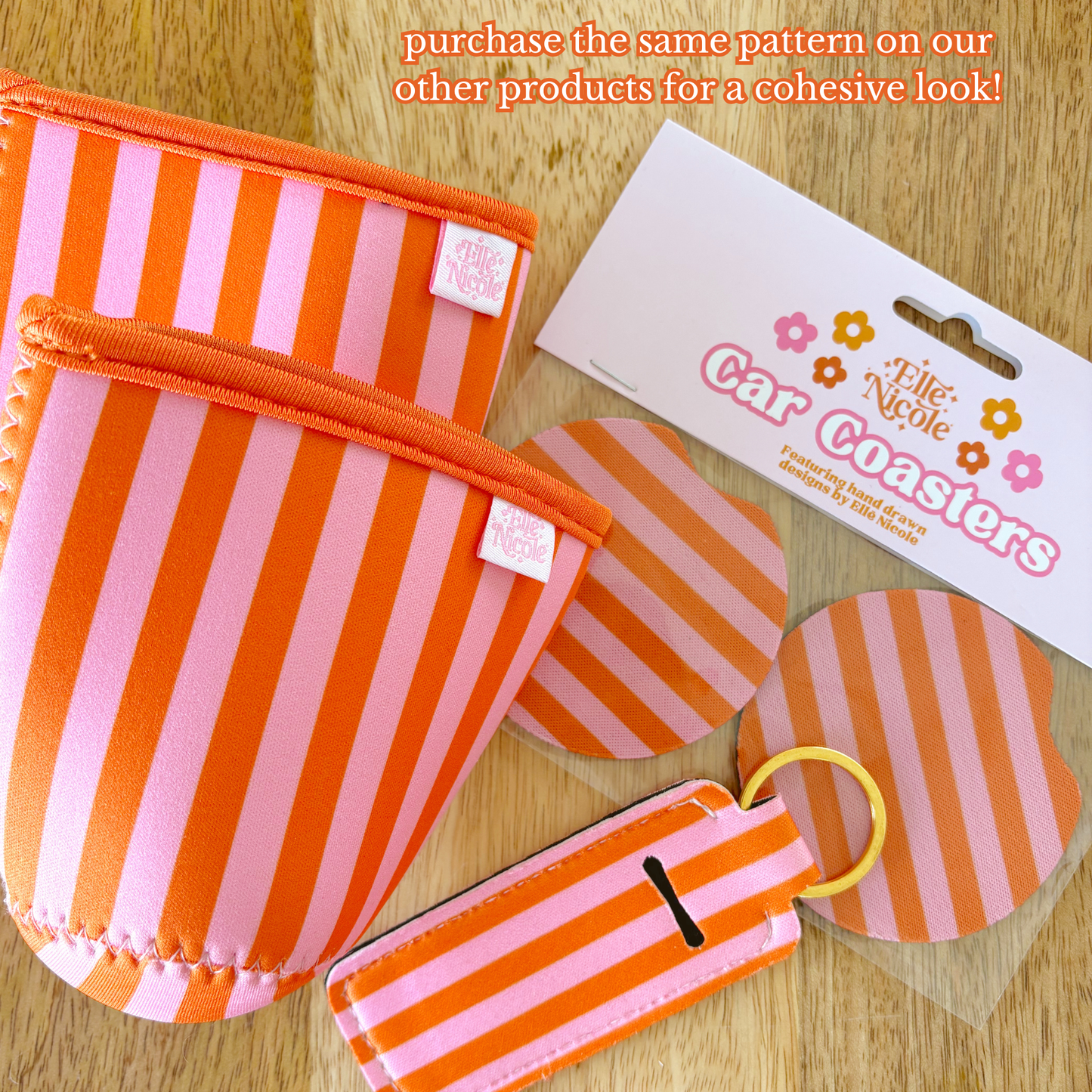 Pink & Orange Stripes Iced Drink Sleeve