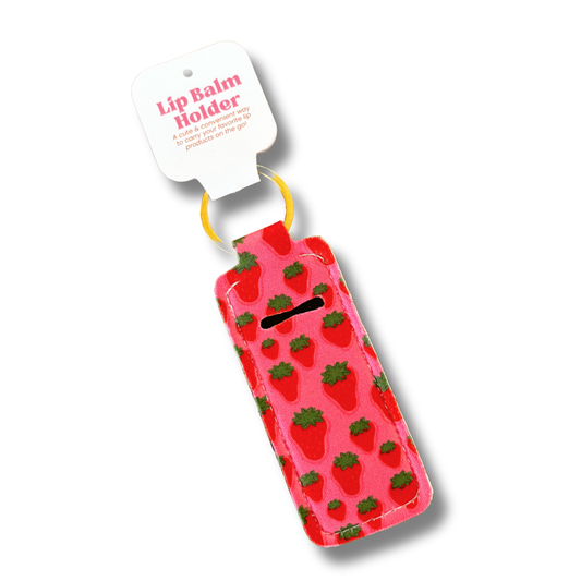 Strawberry Field Lip Balm Keychain Holder