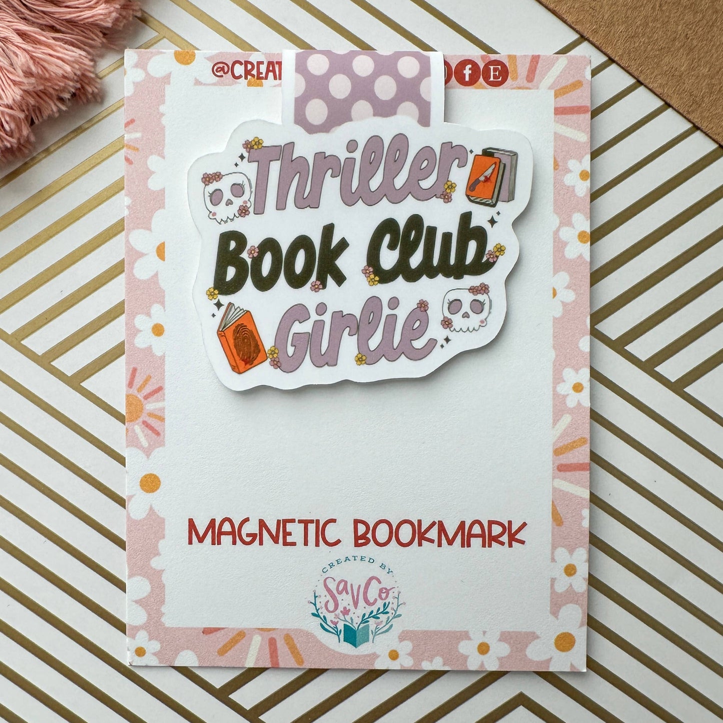 Thriller Book Club Girlie Cute Magnetic Bookmark