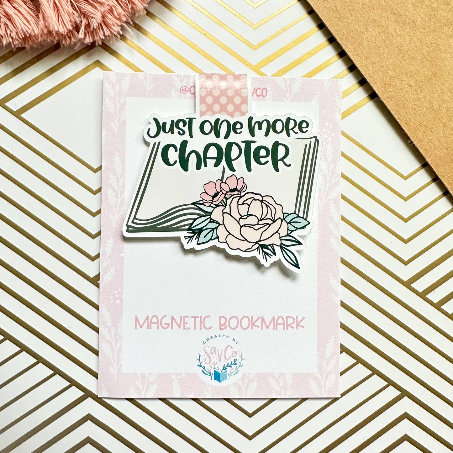 Floral Just One More Chapter Cute Magnetic Bookmark
