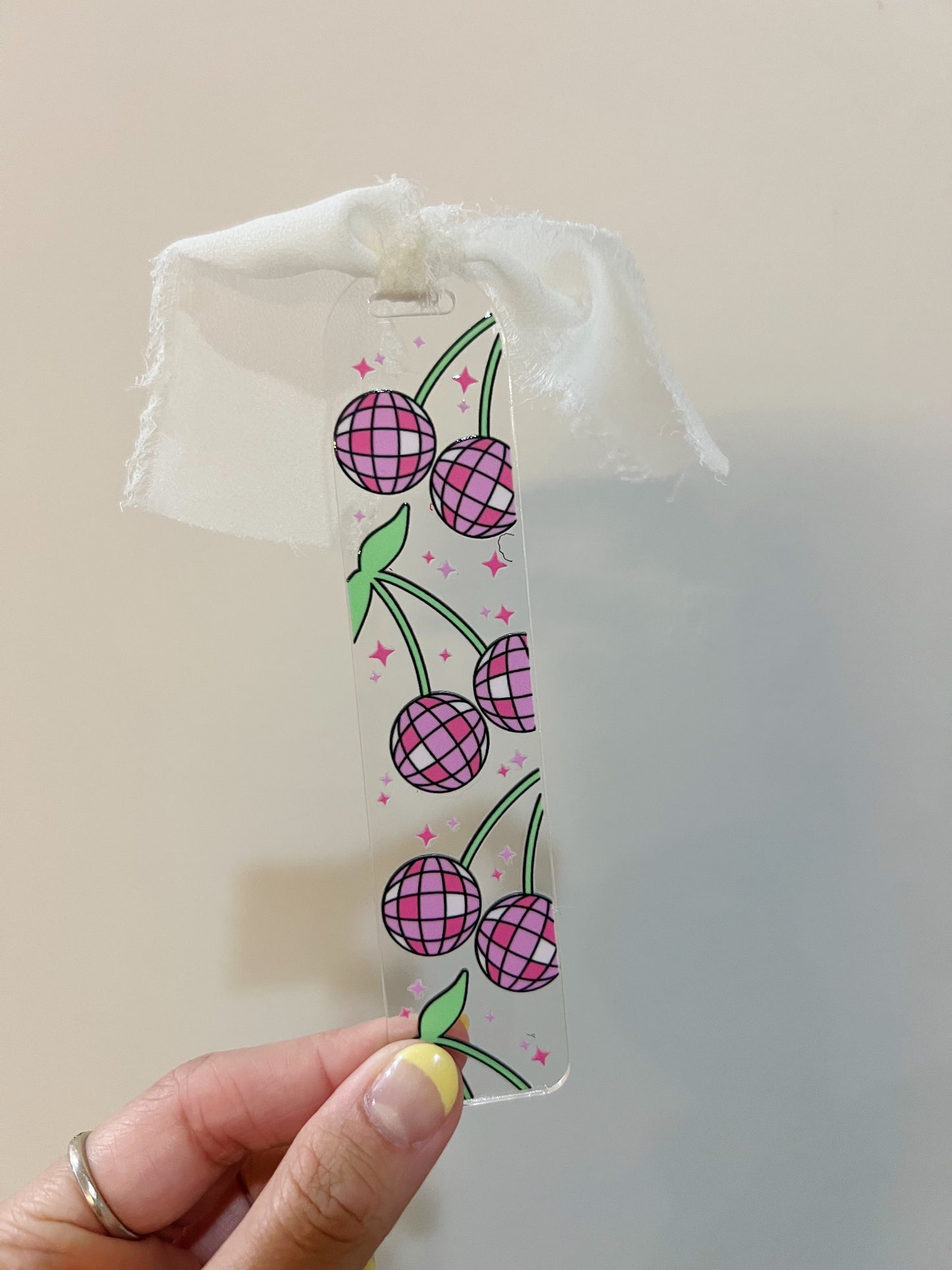 Disco Ball Cherry Acrylic Bookmark
