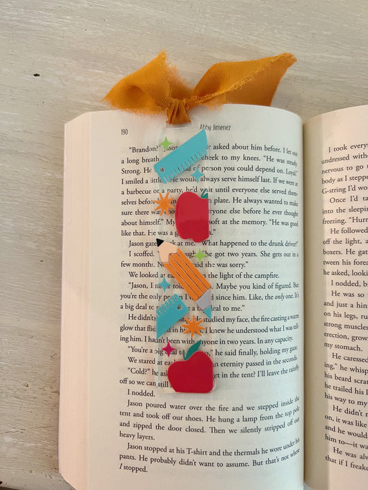 Blue School Apple Acrylic Bookmark