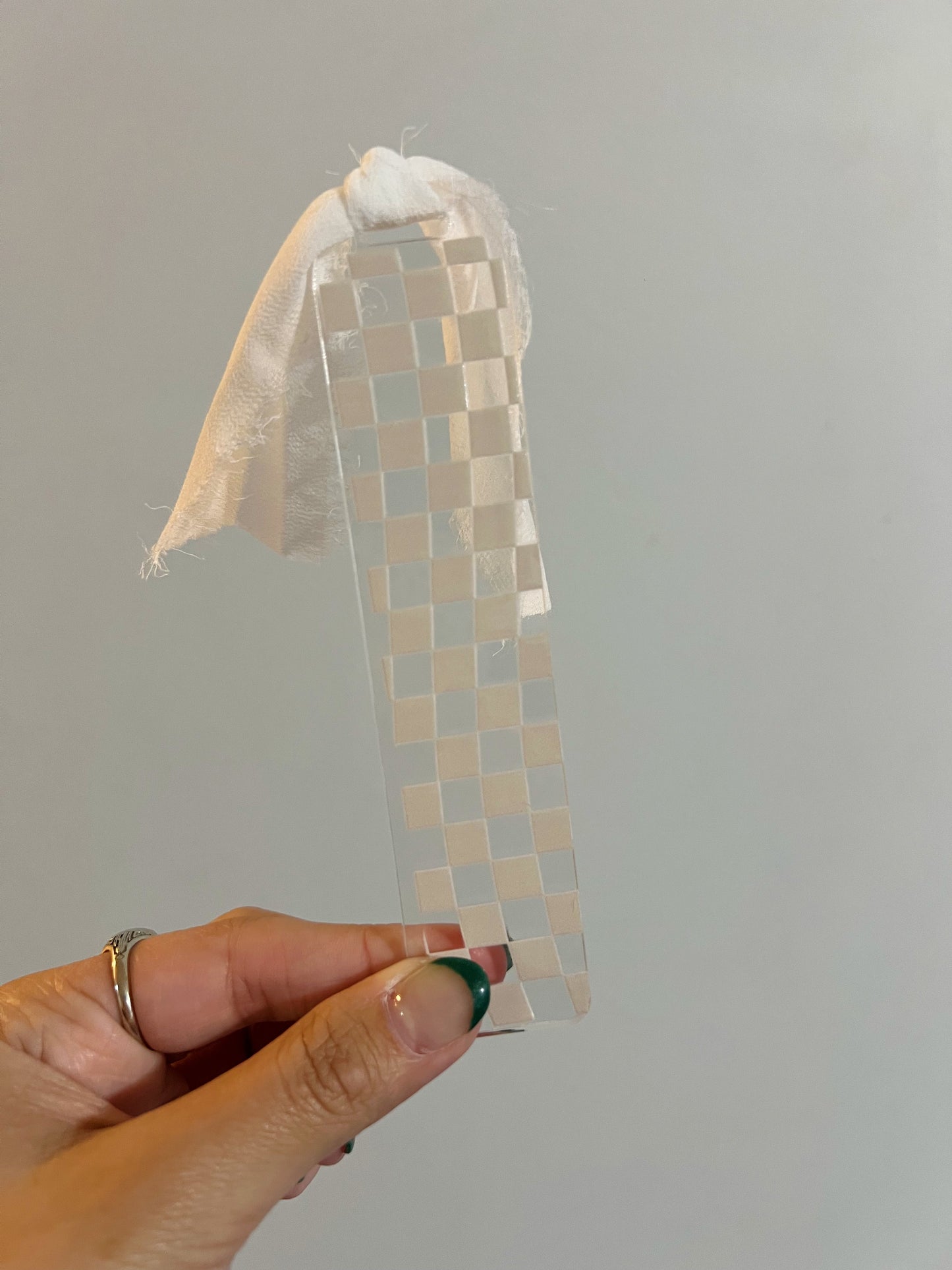 Beige Wavy Checkered Acrylic Bookmark