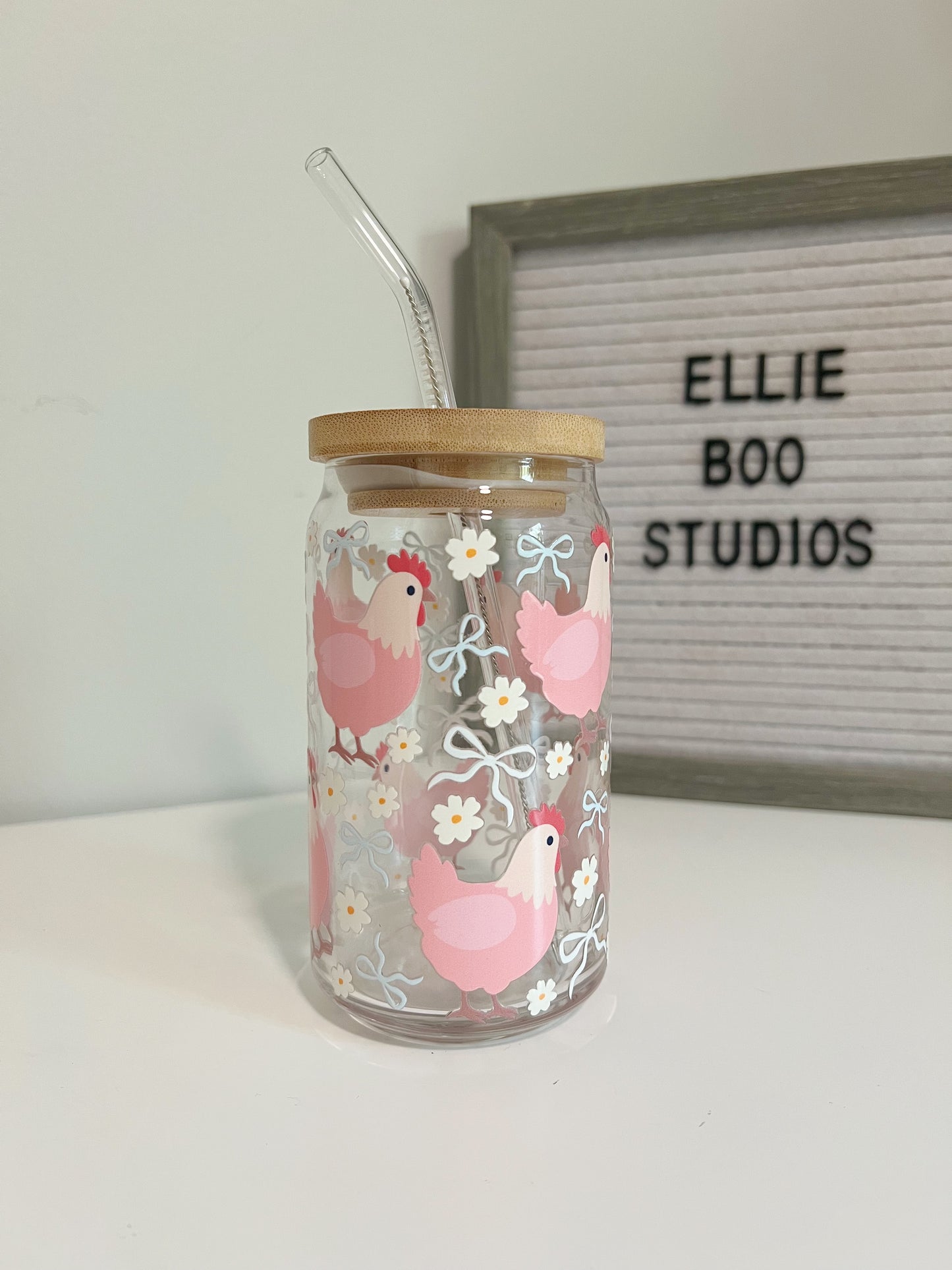 16oz Coquette Chicken Glass Can Cup