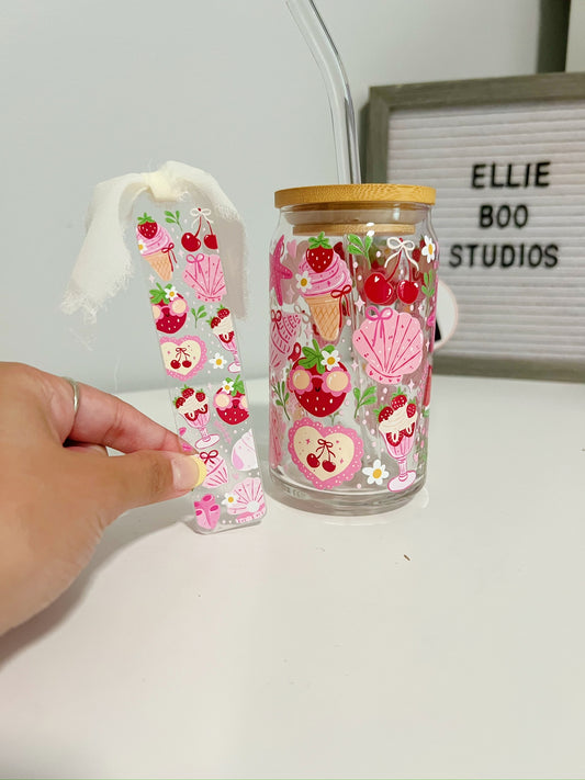 Berry Beach Day Glass Can Cup & Bookmark Bundle