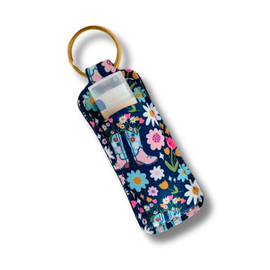Boots & Bouquets Lip Balm Keychain Holder