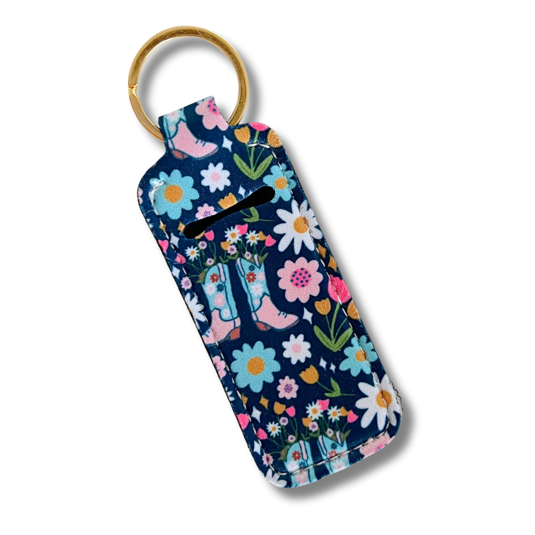 Boots & Bouquets Lip Balm Keychain Holder
