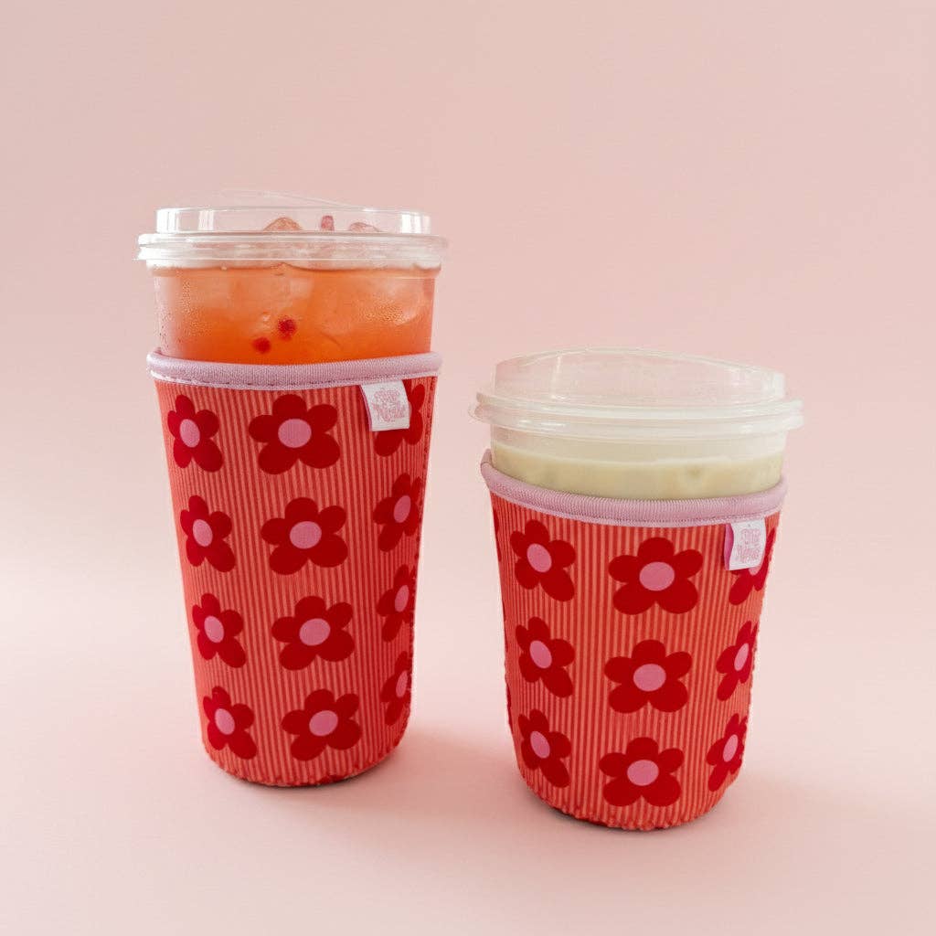 Happy Striped Floral Iced Drink Sleeve