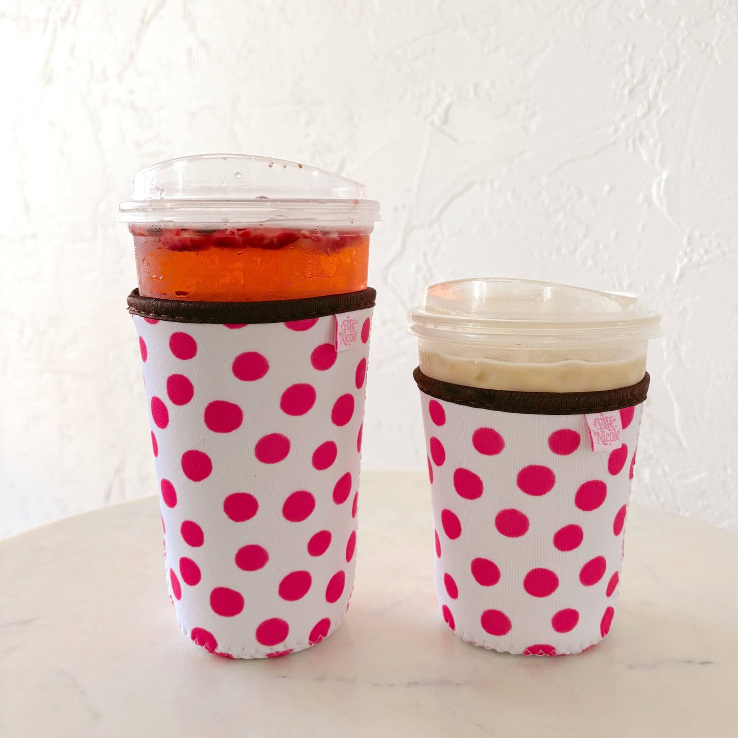 Pink Polka Dots Iced Drink Sleeve