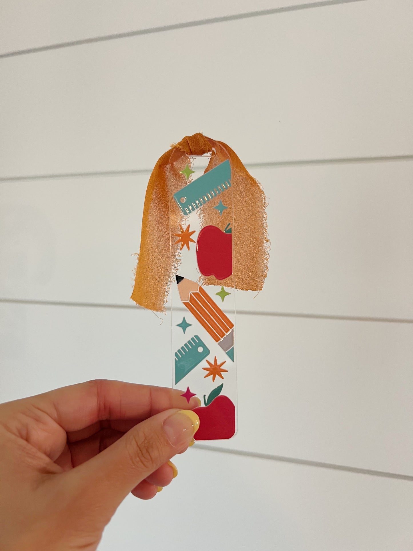 Blue School Apple Acrylic Bookmark