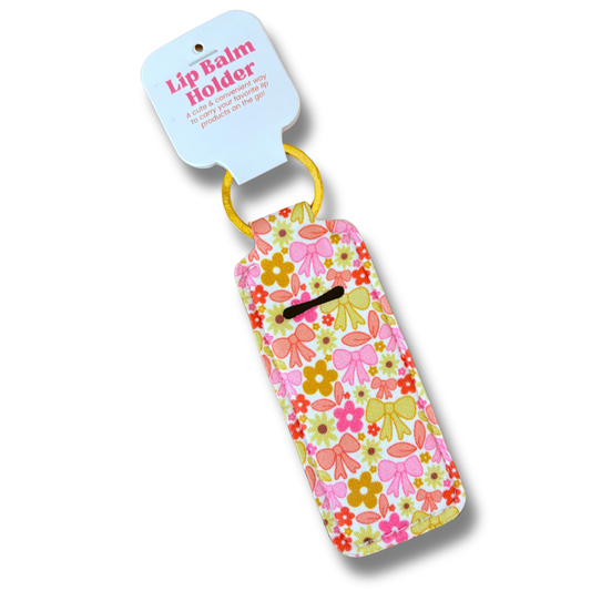 Fall Bows Lip Balm Keychain Holder