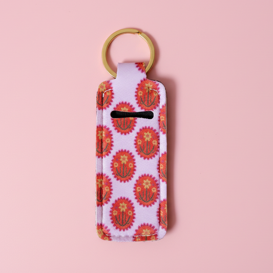 Lip Balm Keychain Holder - Floral Medallion