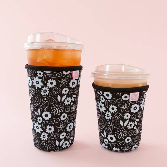Thankful Florals Black Iced Drink Sleeve