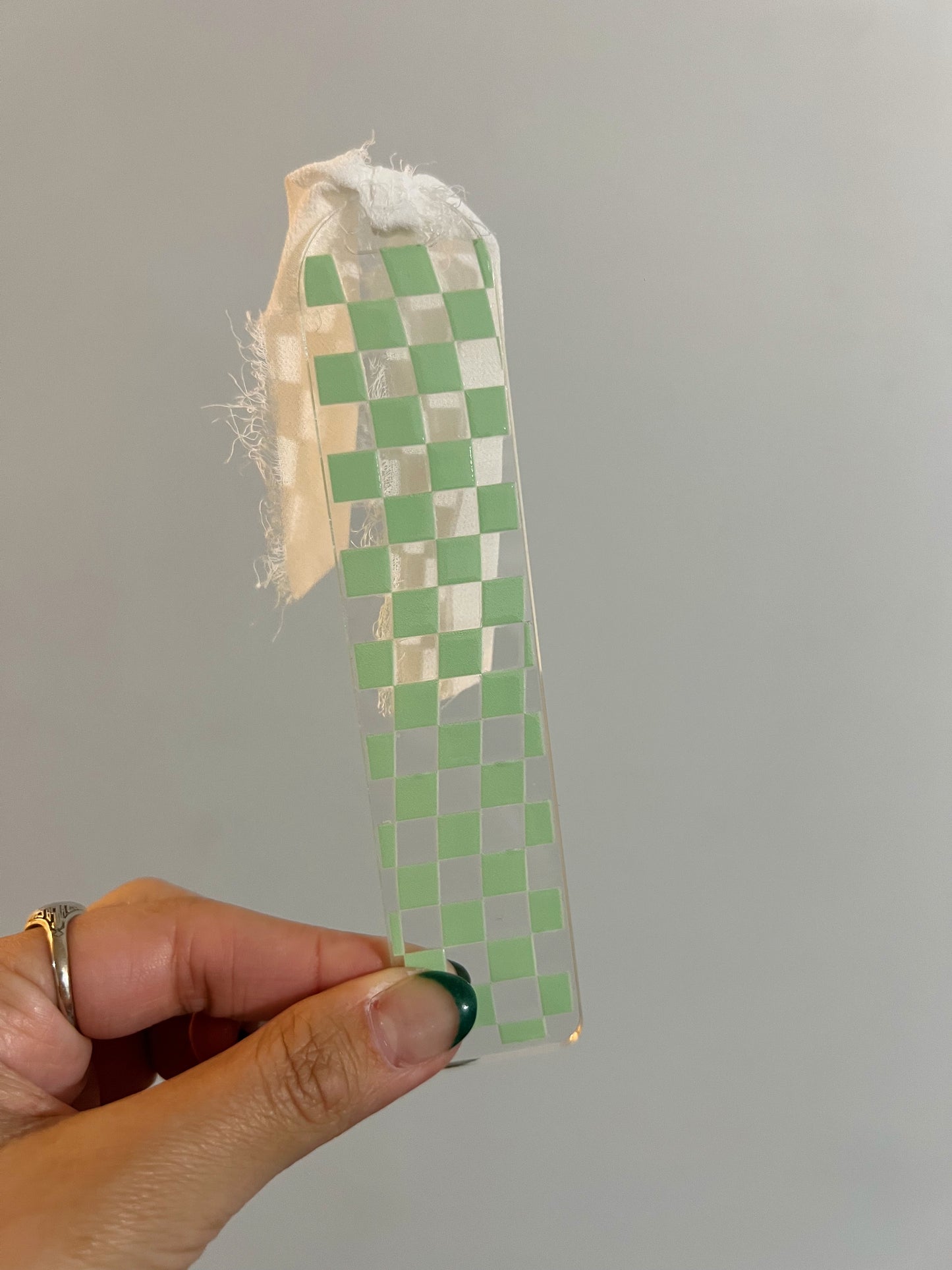 Matcha Wavy Checkered Acrylic Bookmark