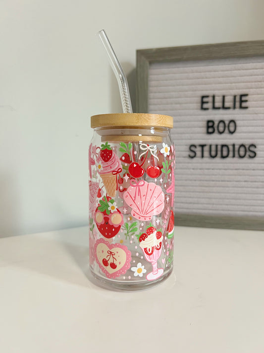 16oz Berry Beach Day Glass Can Cup