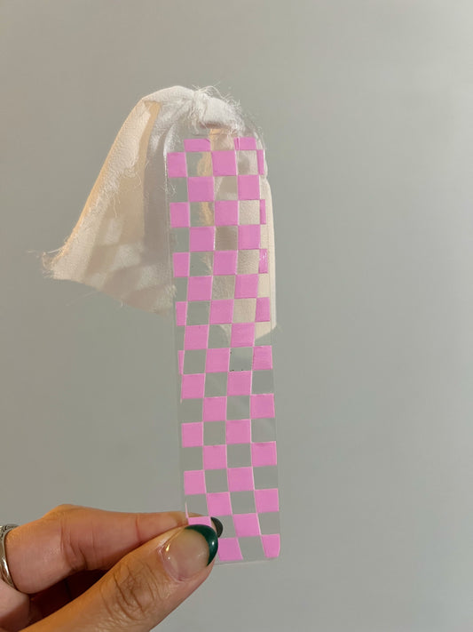 Blush Wavy Checkered Acrylic Bookmark