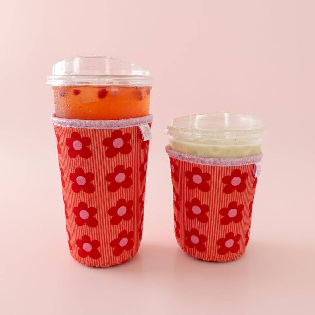 Happy Striped Floral Iced Drink Sleeve