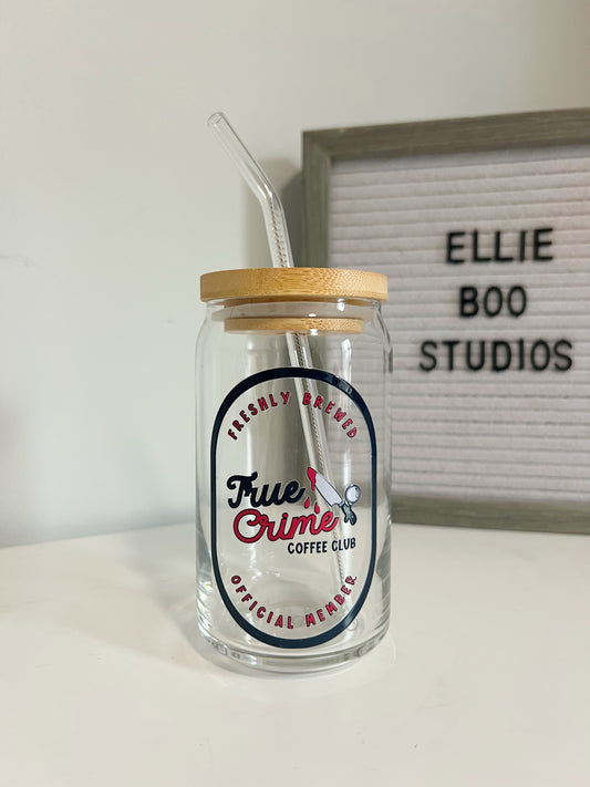 16oz True Crime Coffee Club Glass Can Cup
