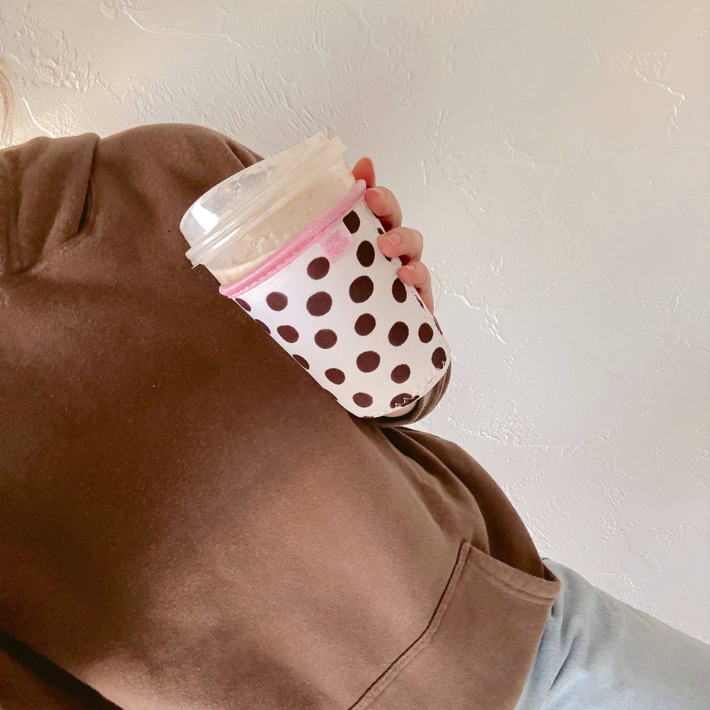 Brown Polka Dots Iced Drink Sleeve