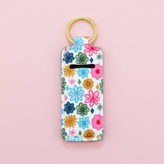 Watercolor Florals Lip Balm Keychain Holder