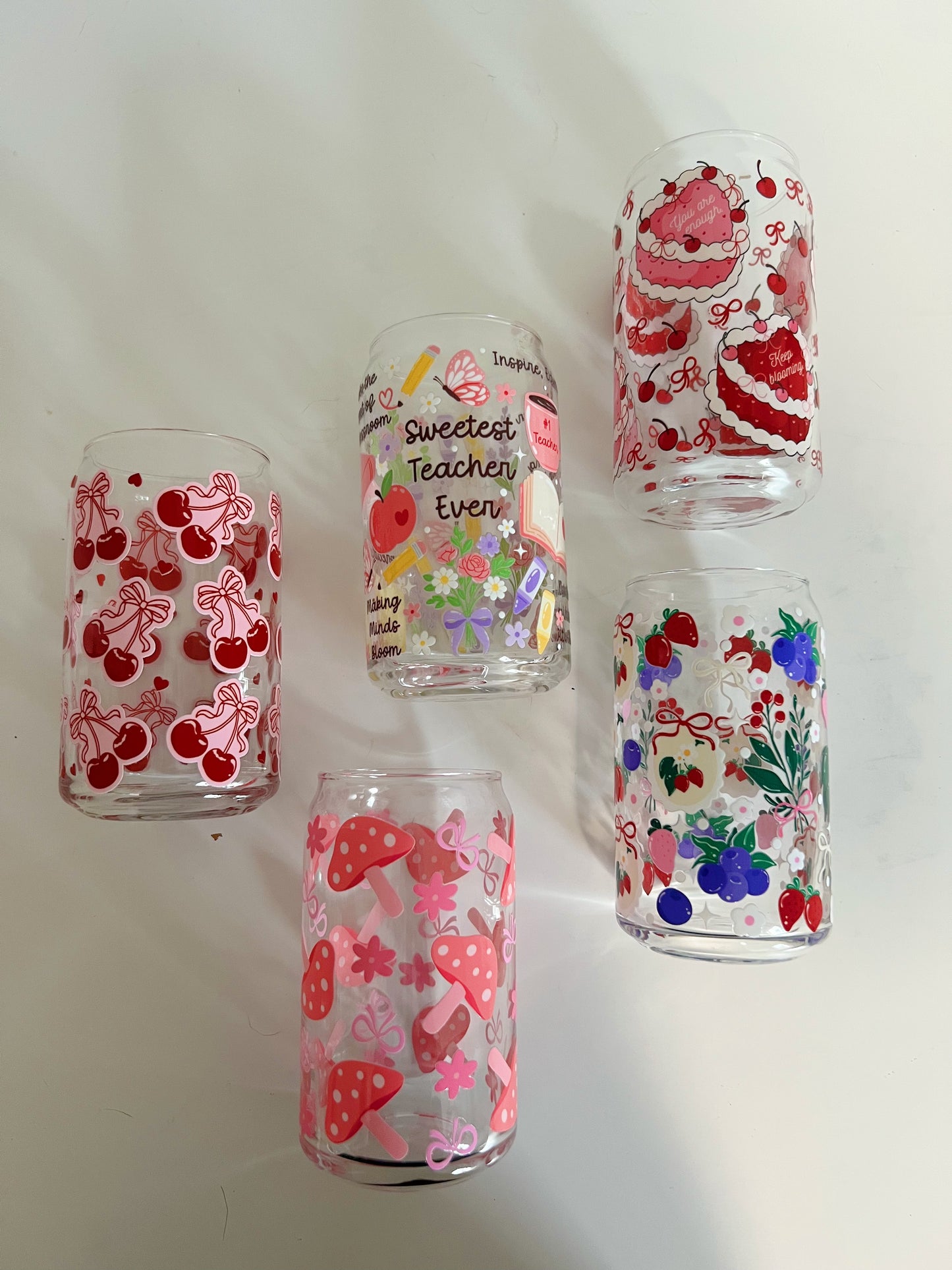 16oz Berry Lover Glass Can Cup