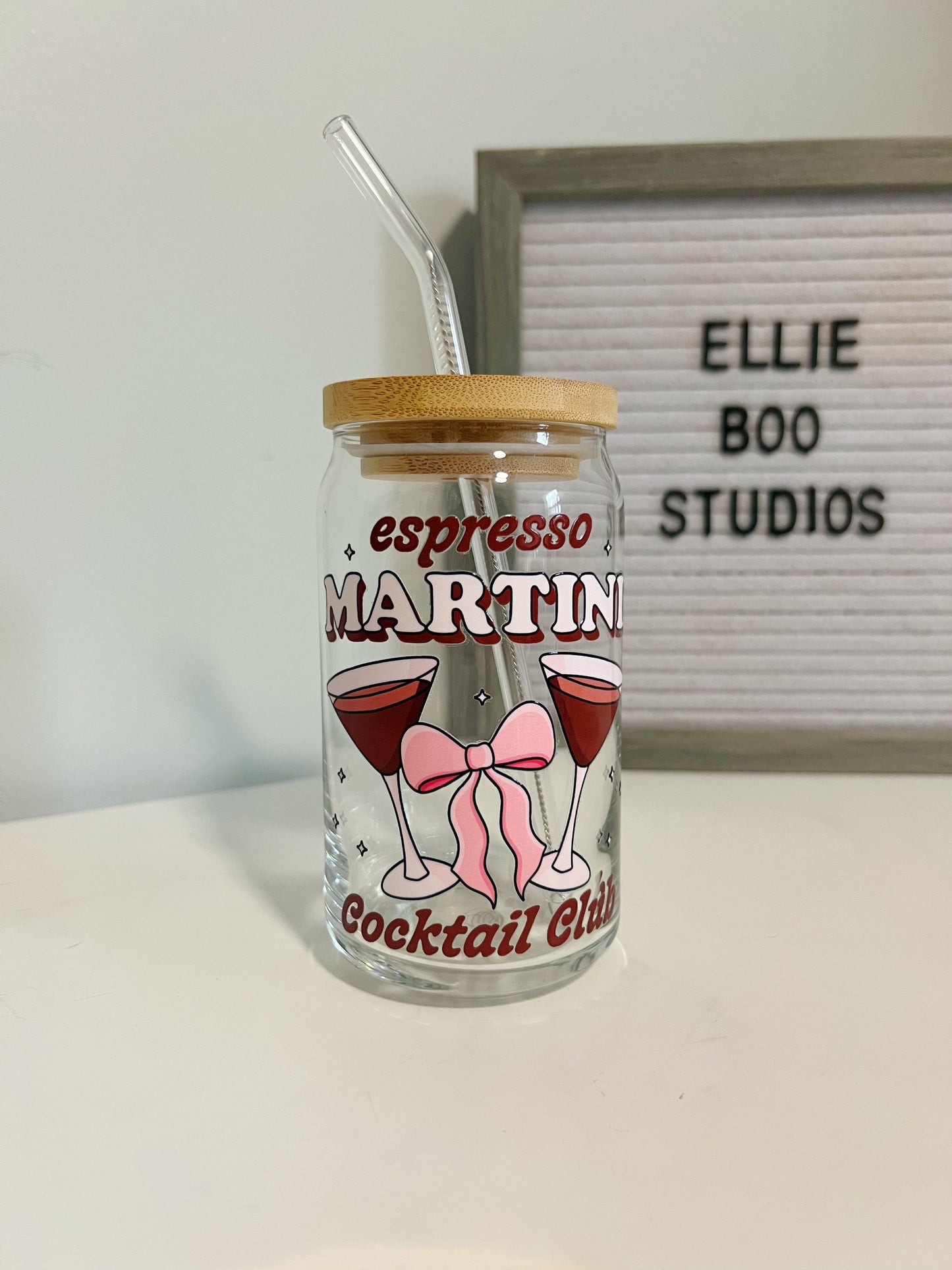16oz Espresso Martini Cocktail Club Glass Can Cup