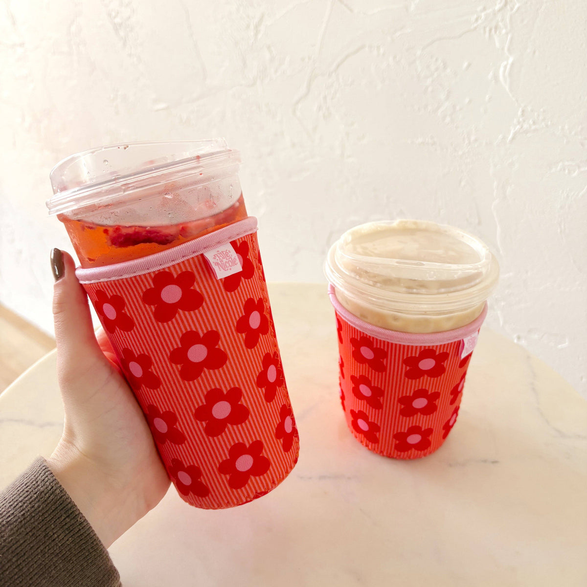 Happy Striped Floral Iced Drink Sleeve