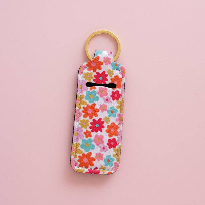 Lip Balm Keychain Holder - Retro Floral