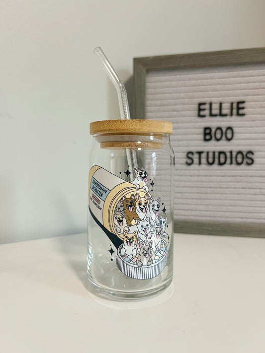 16oz Dog Serotonin Glass Can Cup