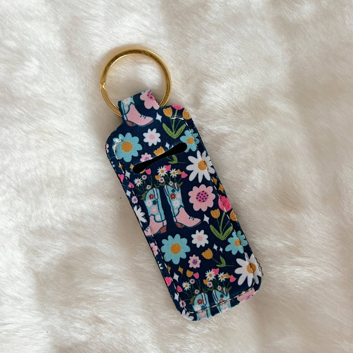 Boots & Bouquets Lip Balm Keychain Holder