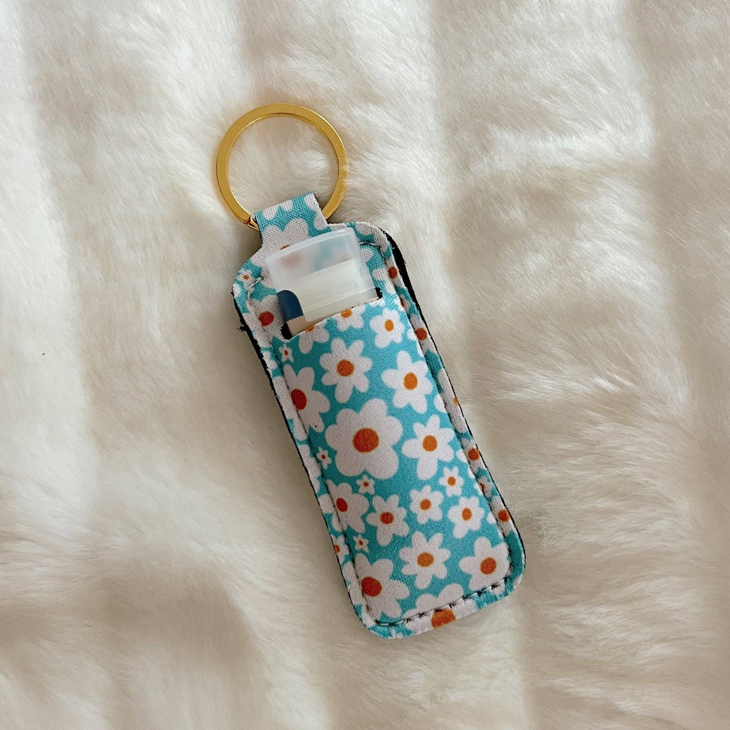 Blue Daisy Lip Balm Keychain Holder