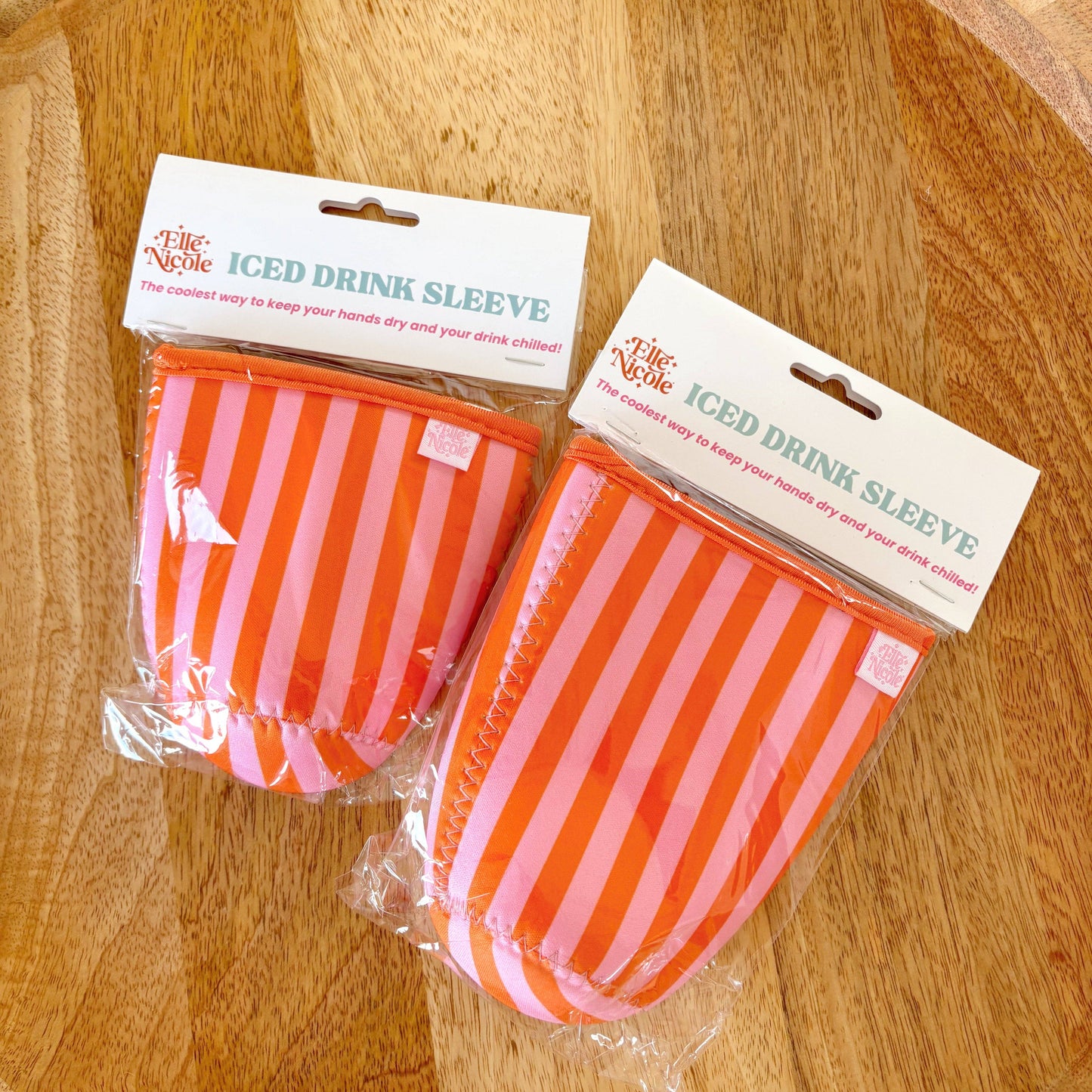 Pink & Orange Stripes Iced Drink Sleeve
