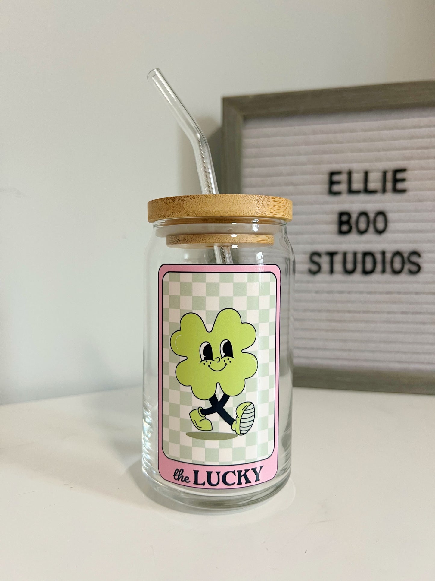 16oz The Lucky Card Glass Can Cup