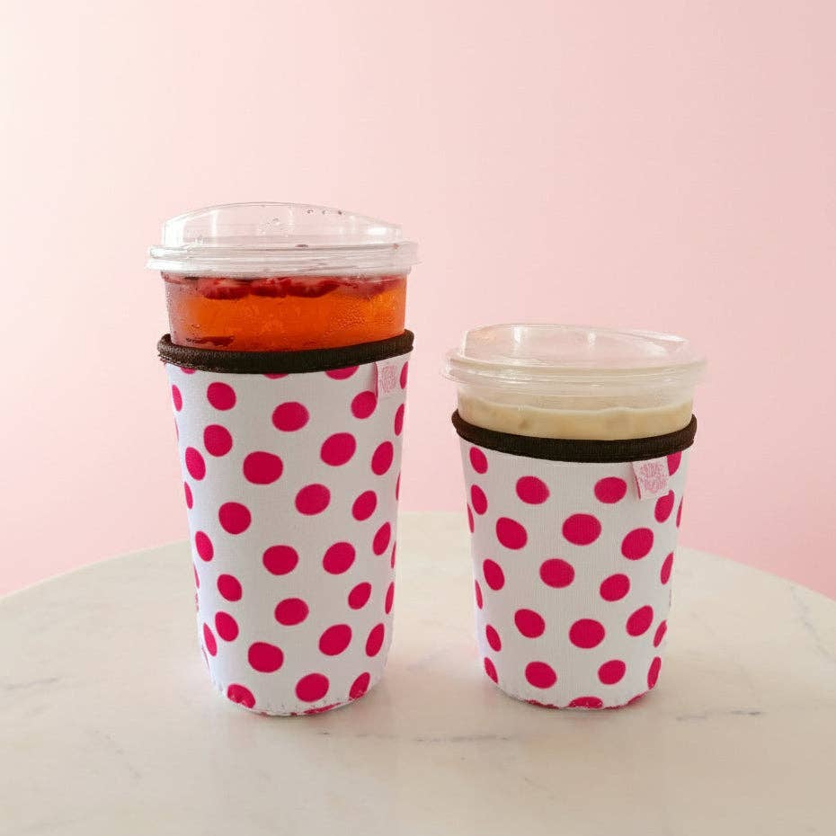 Pink Polka Dots Iced Drink Sleeve