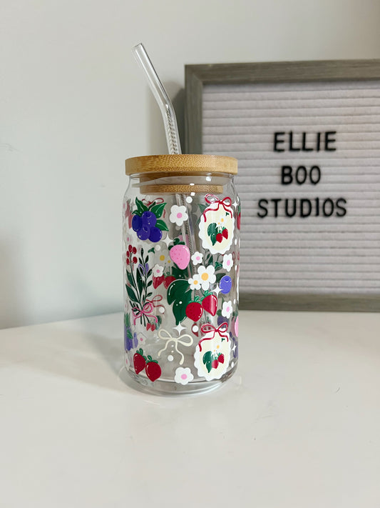 16oz Berry Lover Glass Can Cup