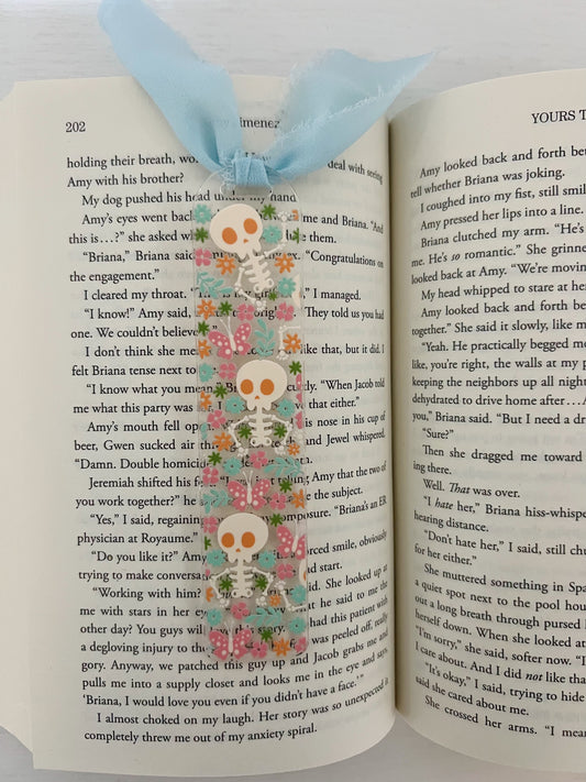 Floral Skeleton Acrylic Bookmark