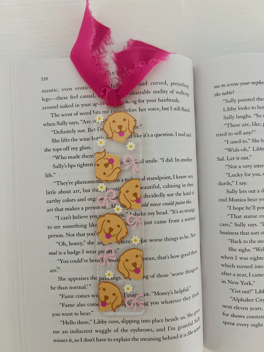Golden Retriever Bow Acrylic Bookmark