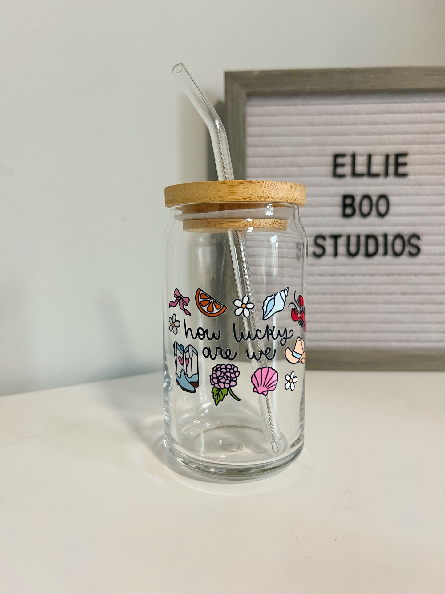 16oz How Lucky Are We ZB Glass Can Cup