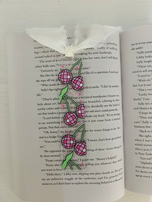 Disco Ball Cherry Acrylic Bookmark