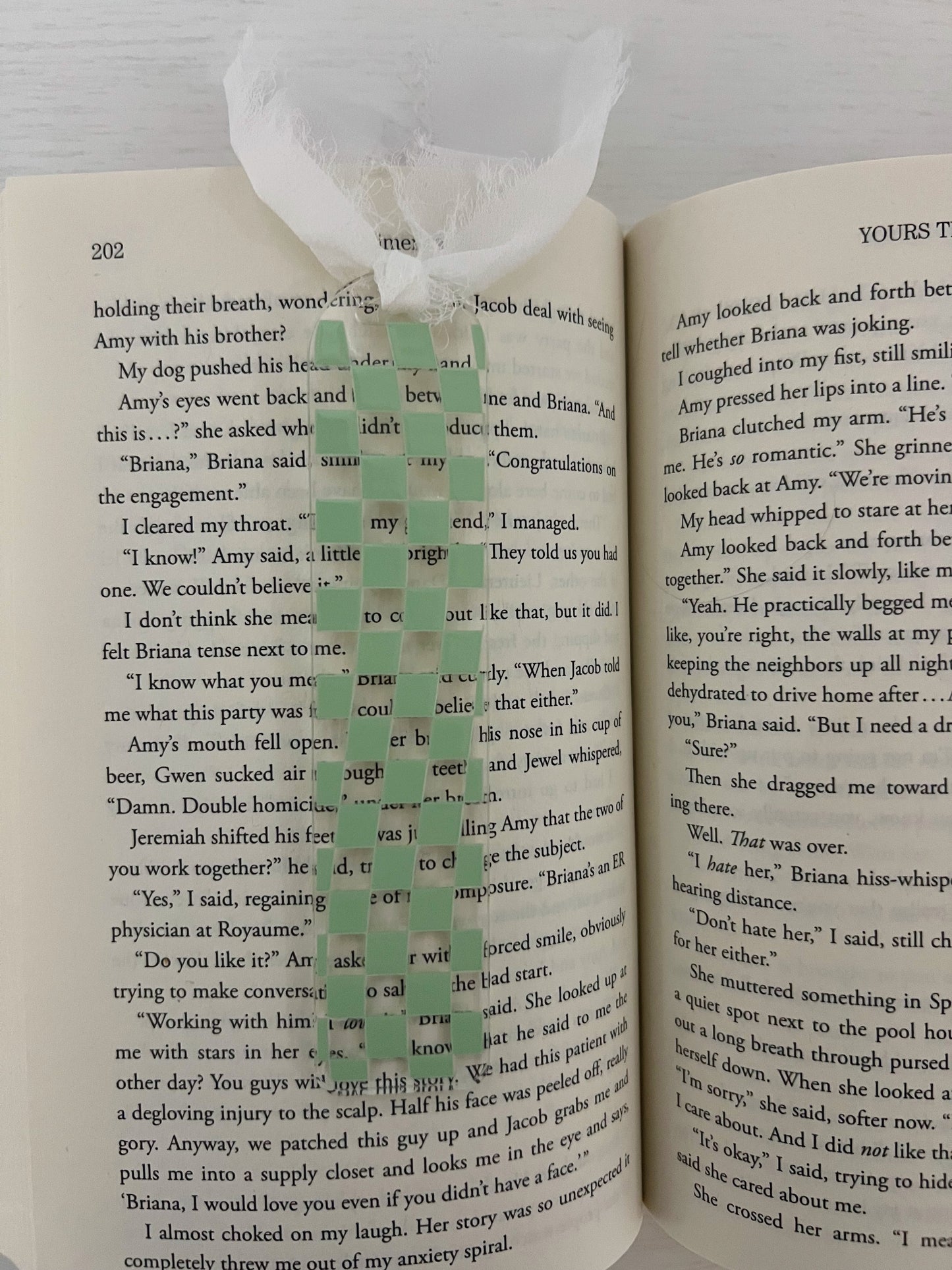 Matcha Wavy Checkered Acrylic Bookmark