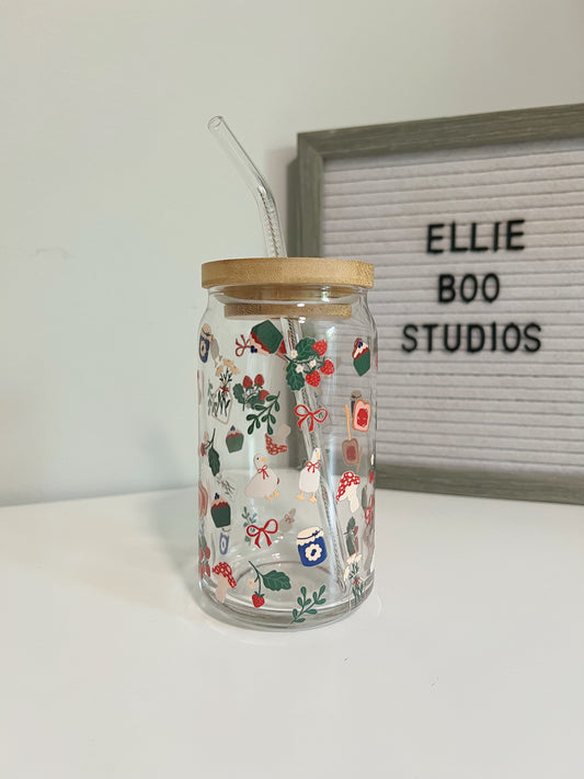16oz Cottage Core Kitchen Glass Can Cup