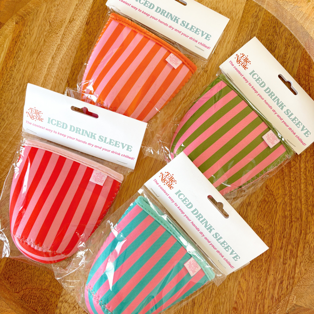 Pink & Orange Stripes Iced Drink Sleeve