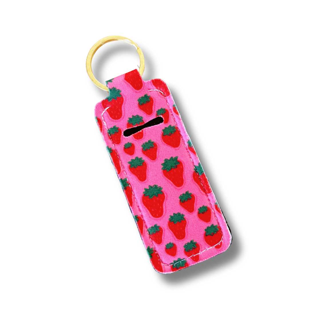 Strawberry Field Lip Balm Keychain Holder
