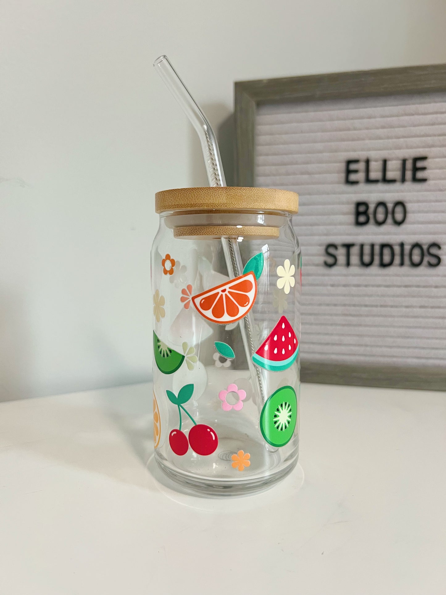 16oz All Things Fruit Glass Can Cup