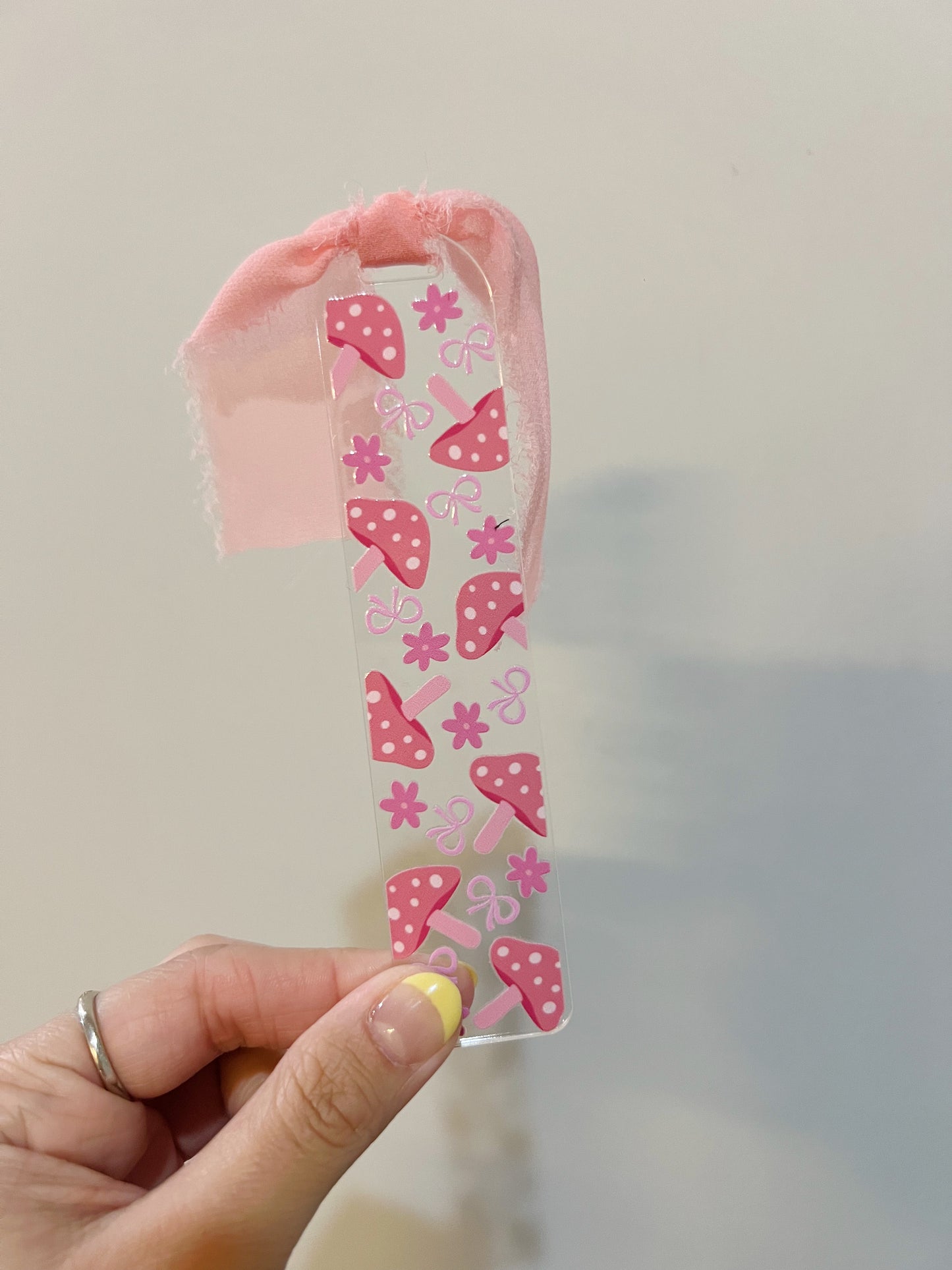 Pink Mushroom Acrylic Bookmark