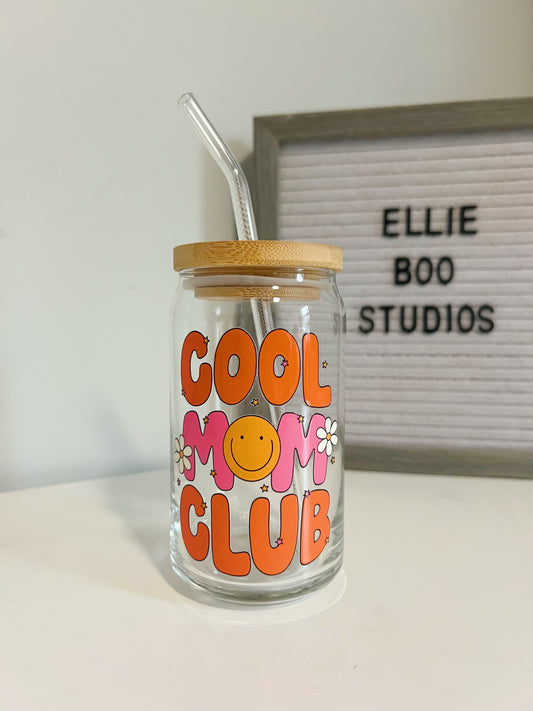 16oz Cool Mom Club Glass Can Cup