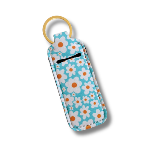 Blue Daisy Lip Balm Keychain Holder